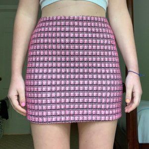 Black, pink, white midi/ mini skirt- S